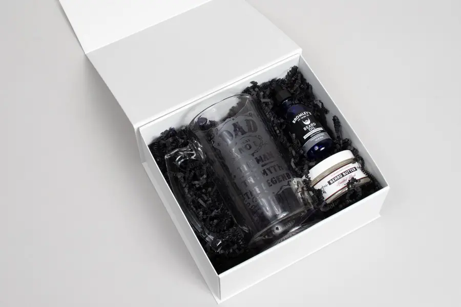 8-1/2L x 7-3/4W x 3-3/4H, Premium Folding Vesta Gift Boxes, White