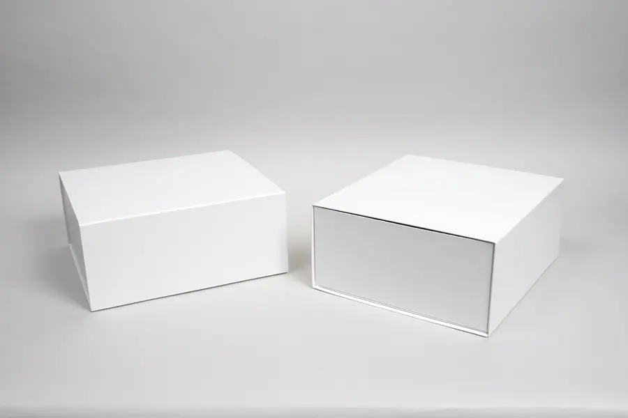 8-1/2L x 7-3/4W x 3-3/4H, Premium Folding Vesta Gift Boxes, White
