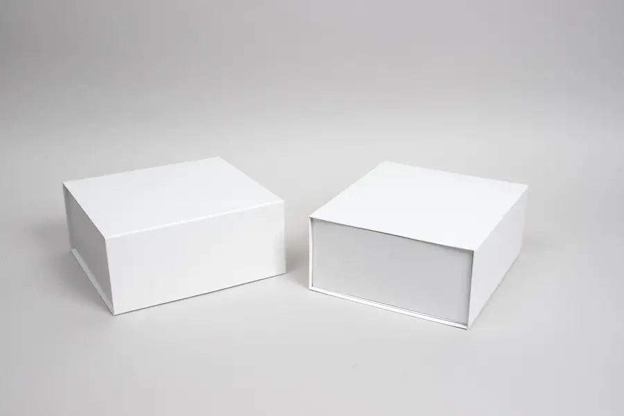 11-3/8L x 10-1/4W x 4-7/8H, Premium Folding Vesta Gift Boxes, White