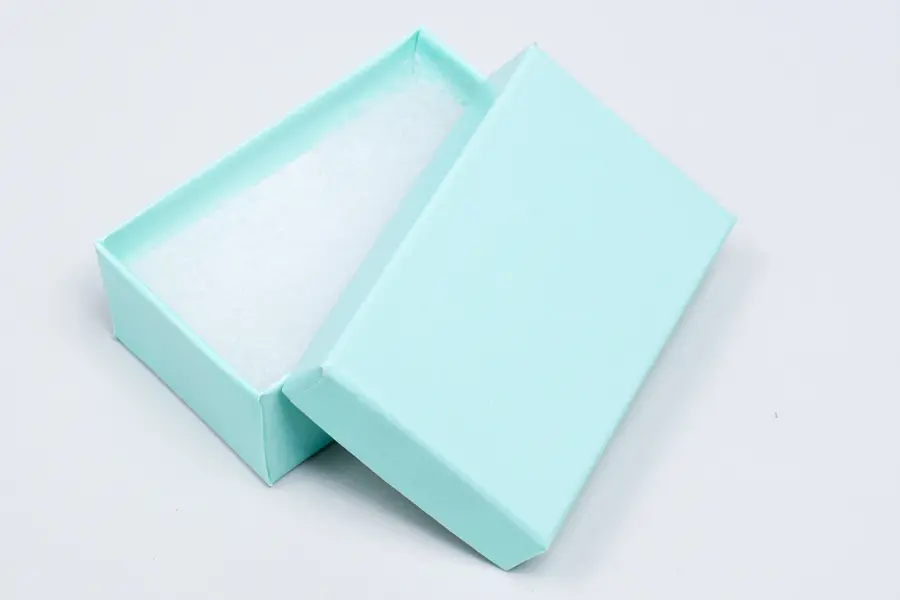 2-1/2L x 1-1/2W x 7/8H, 2-Piece Set-Up Jewelry Boxes w/Fiber Insert, Blue Ice Gloss