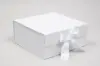 10L x 10W x 4H, Scratch Resistant Matte Finish Ribbon Magnetic Boxes, Matte White