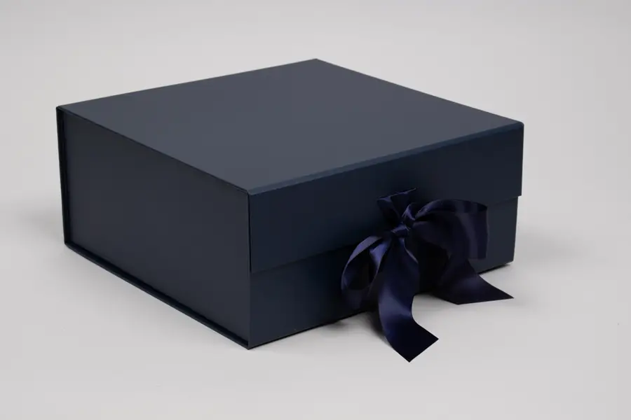 10L x 10W x 4H, Scratch Resistant Matte Finish Ribbon Magnetic Boxes, Matte Navy