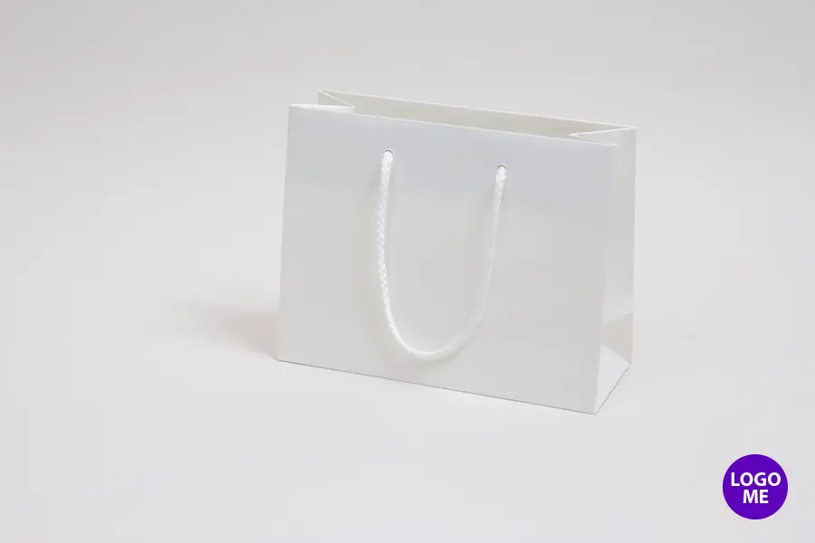 9W x 3-1/2D x 7H, Matte Eurotote Bags with Rope Handles, Matte White