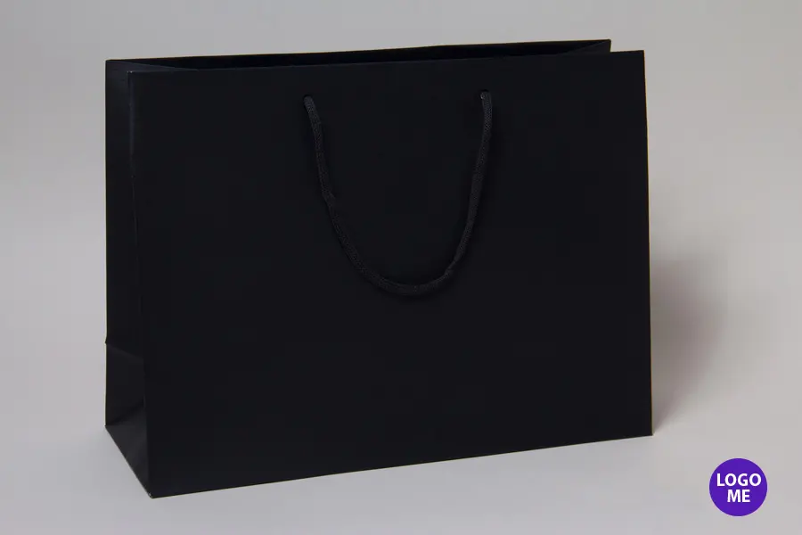 16W x 6D x 12H, Matte Eurotote Bags with Rope Handles, Black Matte