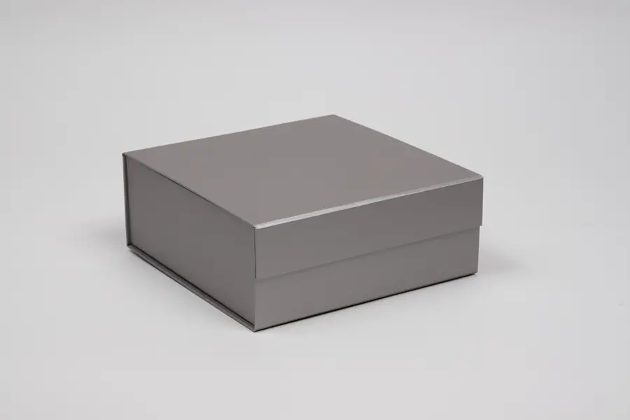8L x 8W x 3H, Scratch Resistant Matte Finish Magnetic Boxes, Silver Matte