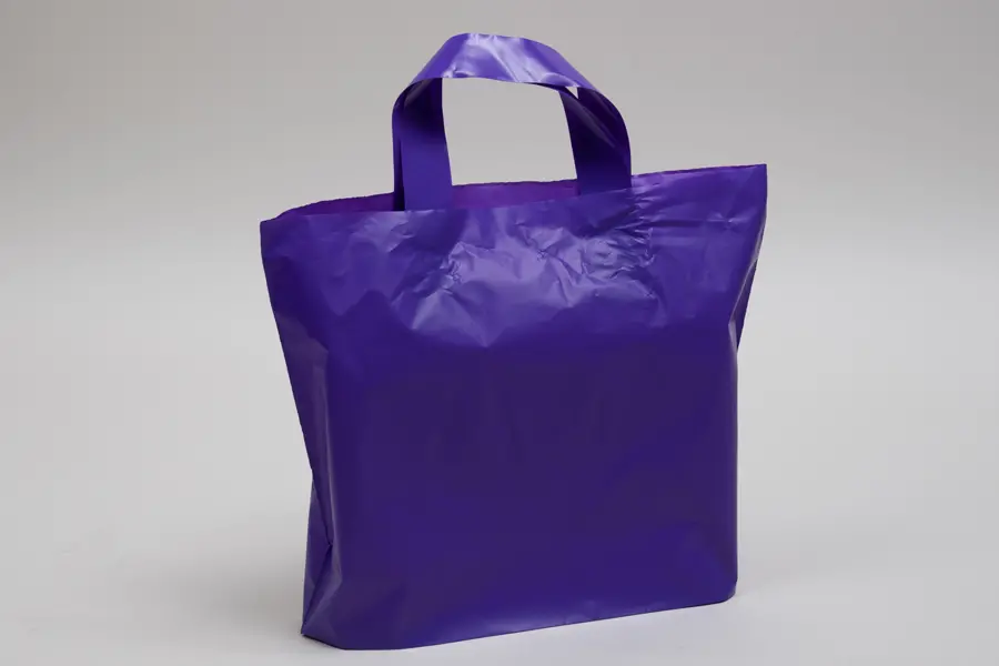 12W x 4D x 10H, Plastic Tote Bags with Soft Loop Handles, Grape Frost