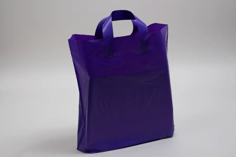 16W x 6D x 15H, Plastic Tote Bags with Soft Loop Handles, Grape Frost