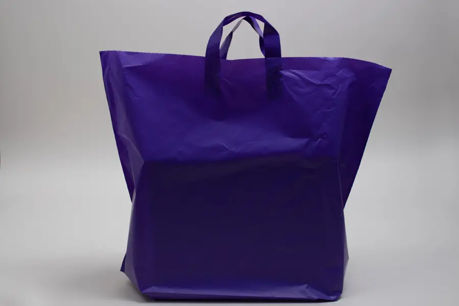 22W x 8D x 18H, Plastic Tote Bags with Soft Loop Handles, Grape Frost