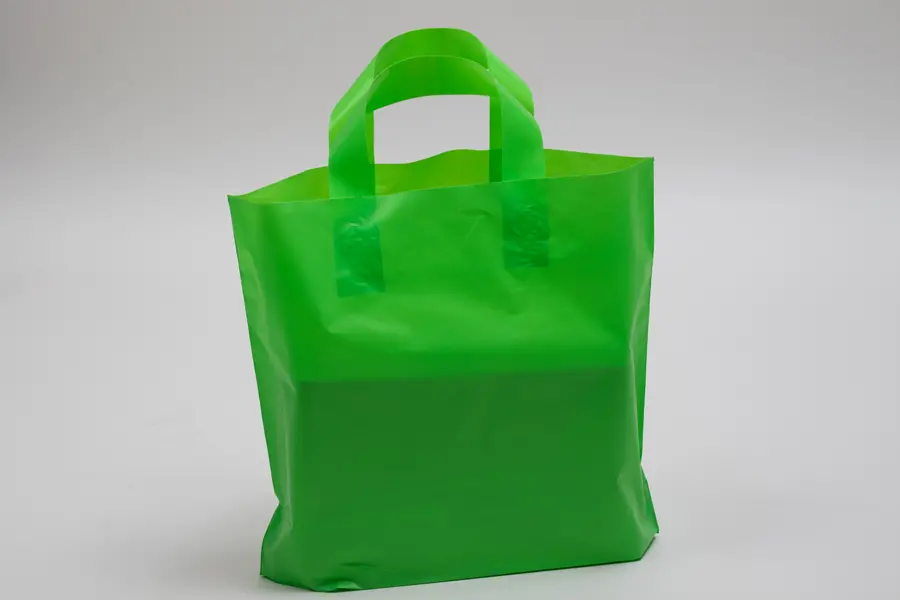 12W x 4D x 10H, Plastic Tote Bags with Soft Loop Handles, Citrus Green