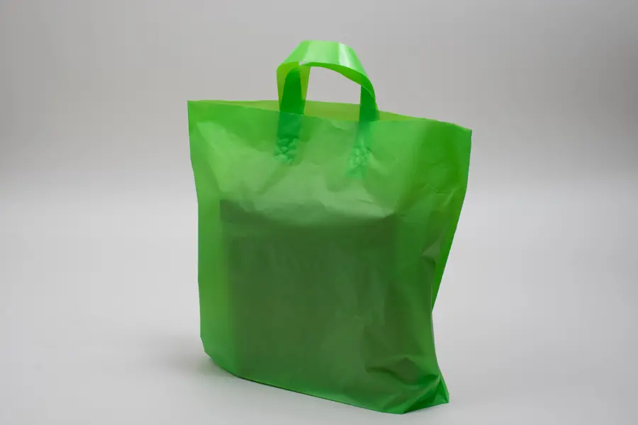 16W x 6D x 15H, Plastic Tote Bags with Soft Loop Handles, Citrus Green