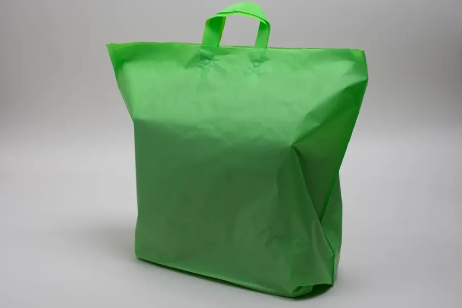 22W x 8D x 18H, Plastic Tote Bags with Soft Loop Handles, Citrus Green