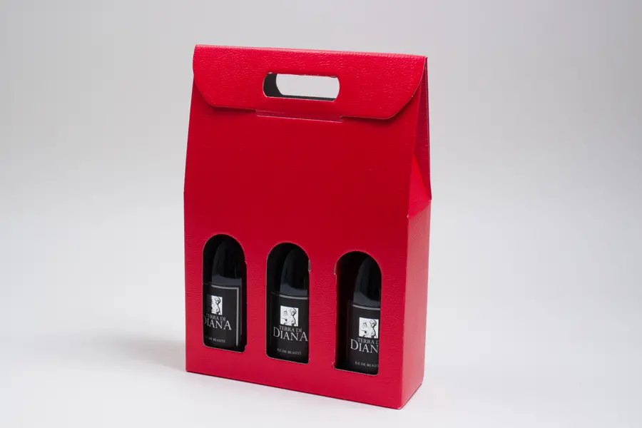 10-5/8L x 3-1/2W x 15H, Italian Wine Boxes, Red Pebble