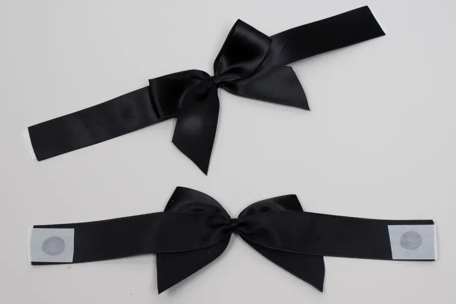 2 Bow x 3W, Self-Adhesive Pre-Tied Bows for Collapsible Magnetic Boxes, Black Satin Bow