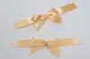 2-3/4L x 4-1/2W, Self-Adhesive Pre-Tied Bows for Collapsible Magnetic Boxes, Gold Satin Bow