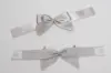 4 Bow x 6W, Self-Adhesive Pre-Tied Bows for Collapsible Magnetic Boxes, Silver Satin Bow