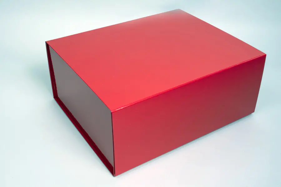 16L x 12W x 8H, Glossy Magnetic Gift Boxes, Red Gloss Box