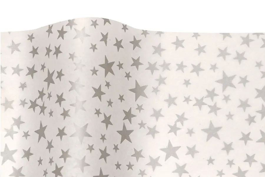20W x 30L, Precious Metals Tissue Paper, Silver Star White