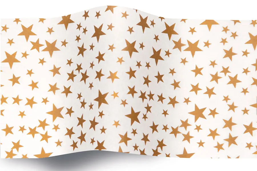 20W x 30L, Precious Metals Tissue Paper, Gold Stars White