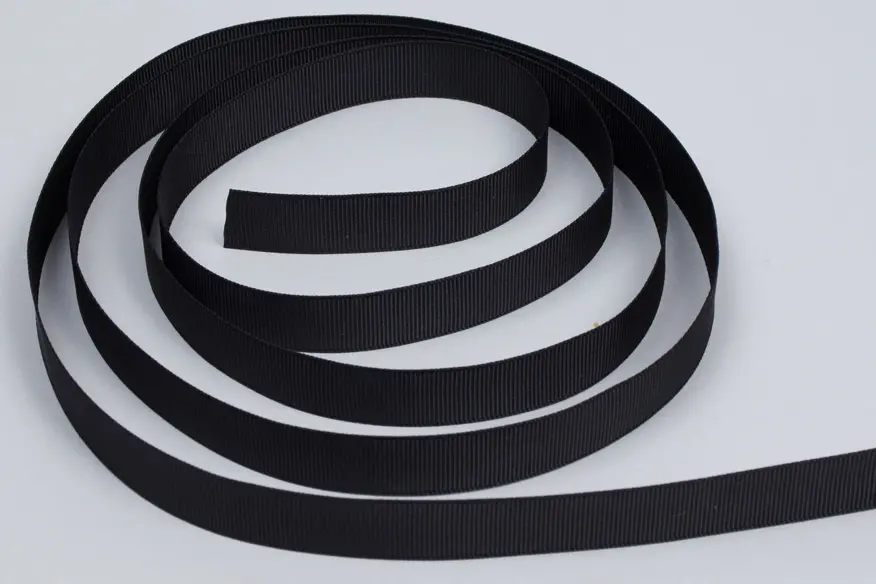 5/8W (16mm) x 100 yds, Grosgrain Fabric Ribbon, Black Grosgrain