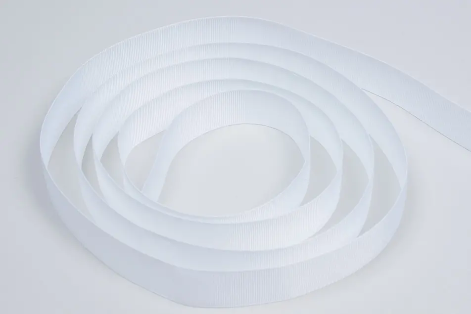 7/8W (22mm) x 100 yds, Grosgrain Fabric Ribbon, White Grosgrain