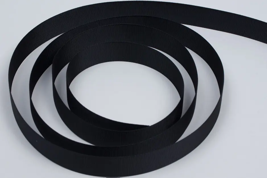 7/8W (22mm) x 100 yds, Grosgrain Fabric Ribbon, Black Grosgrain