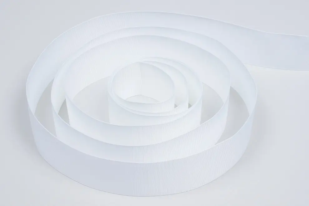 1-1/2W (38mm) x 50 yds, Grosgrain Fabric Ribbon, White Grosgrain