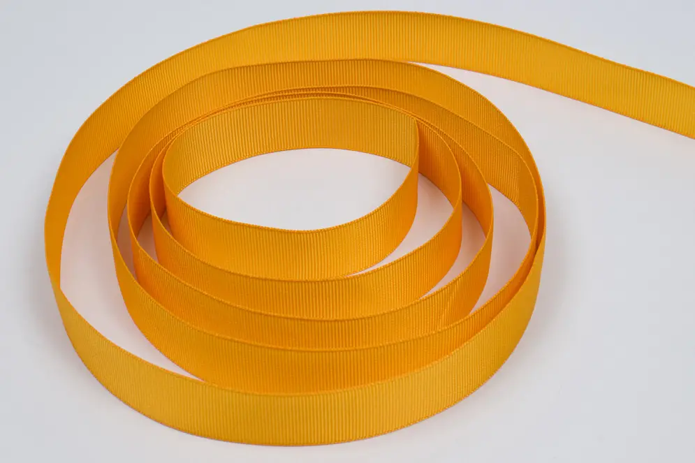 7/8W (22mm) x 100 yds, Grosgrain Fabric Ribbon, Gold Grosgrain