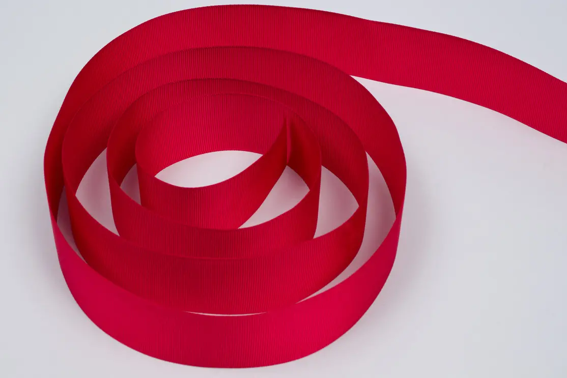 1-1/2W (38mm) x 50 yds, Grosgrain Fabric Ribbon, Red Grosgrain
