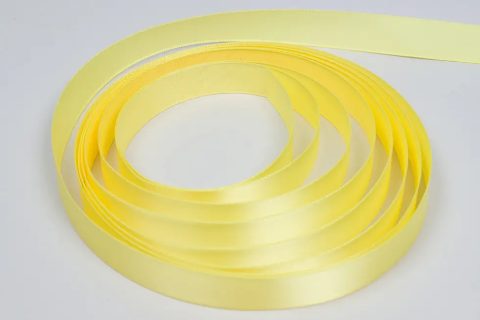 5/8W x 100 yds, Double Face Satin Ribbon, Lemon Satin