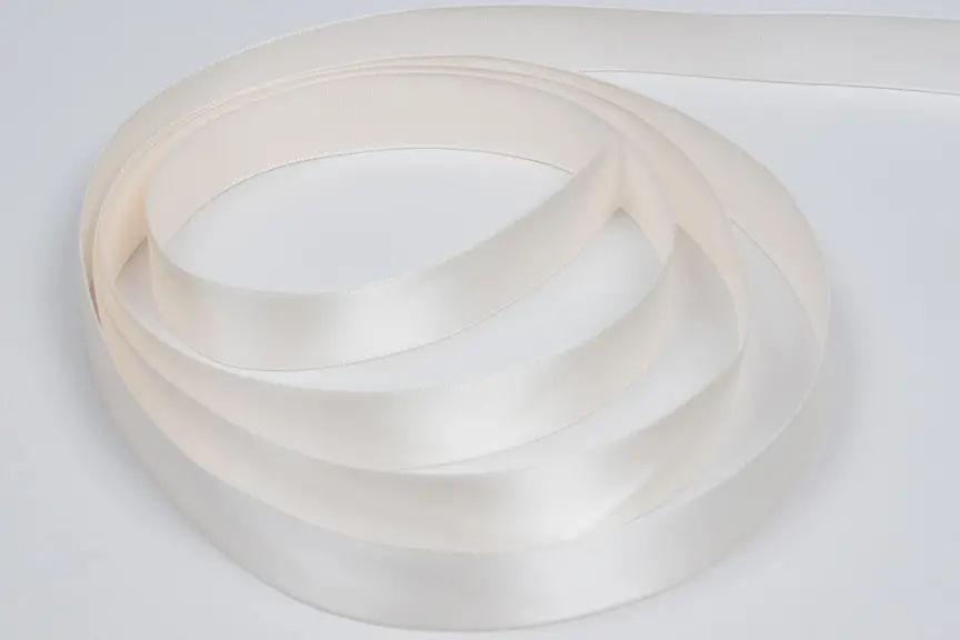 7/8W (22mm) x 100 yds, Double Face Satin Ribbon, Ivory Satin