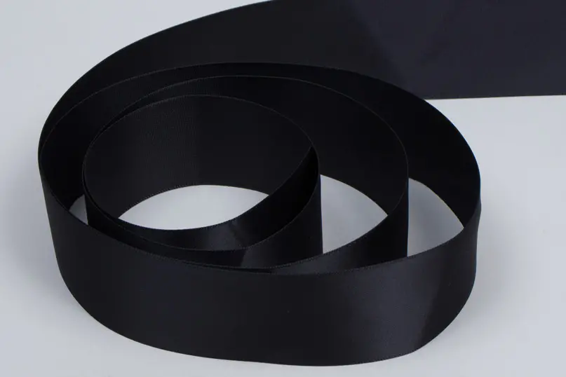 1-1/2W x 100 yds, Premium Single Face Satin Ribbon, Black Satin