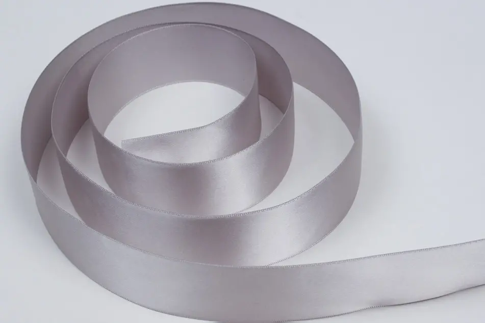 1-1/2W x 100 yds, Double Face Satin Ribbon, Silver Satin
