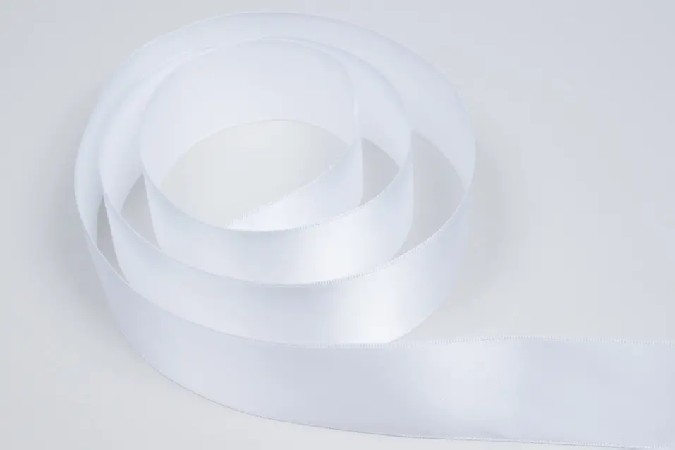1-1/2W x 100 yds, Double Face Satin Ribbon, White Satin