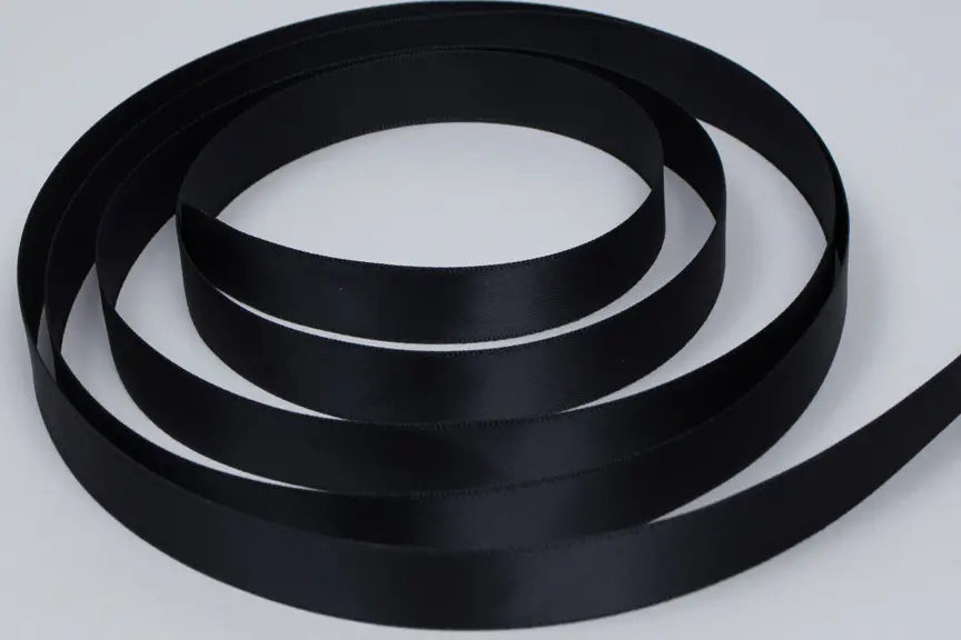 5/8W (16mm) x 100 yds, Double Face Satin Ribbon, Black Satin
