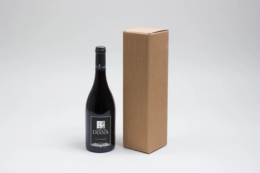 3-1/2L x 3-1/2W x 13-3/8H, Italian Wine Boxes, Ribbed Kraft