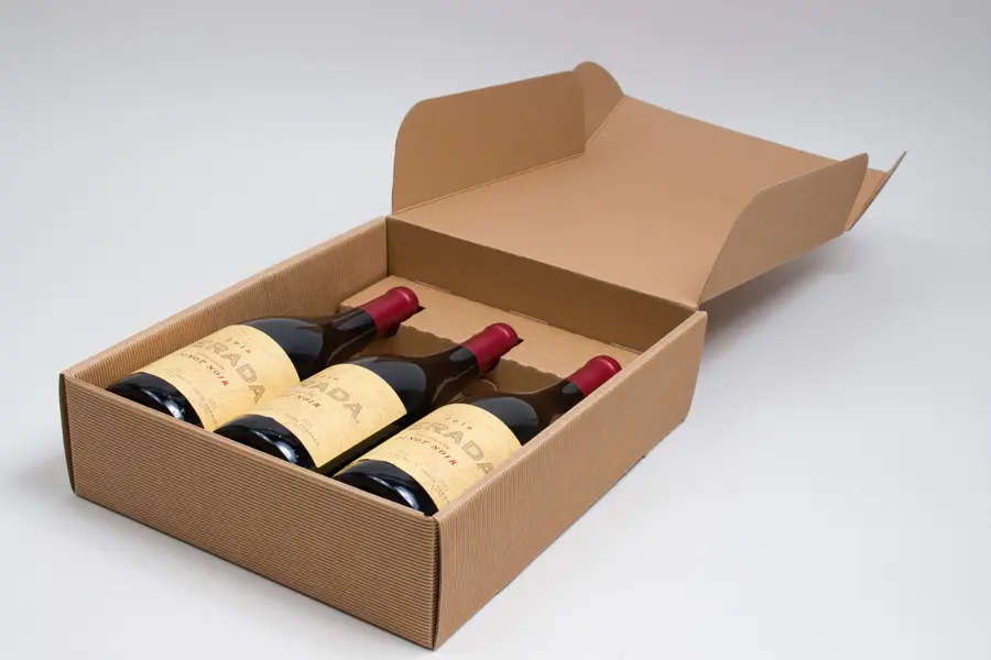 11L x 3-1/2W x 13-3/8H, Italian Wine Boxes, Ribbed Kraft