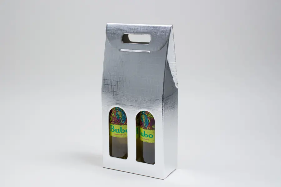 3-1/2L x 7W x 15H, Argento Silver Linen Wine Boxes, Argento Silver