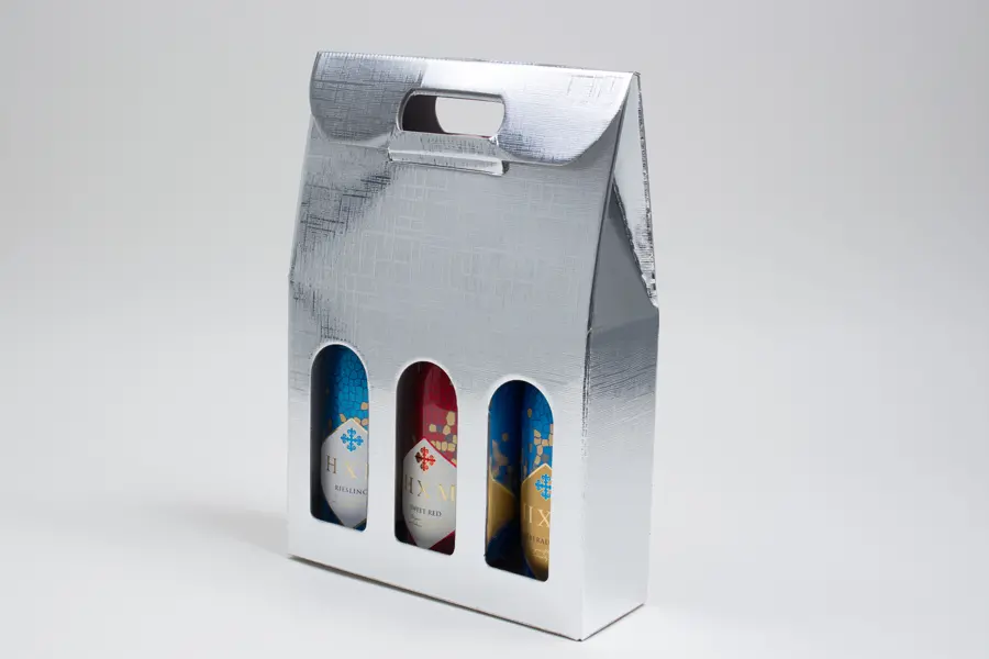 3-1/2L x 10-5/8W x 15H, Argento Silver Linen Wine Boxes, Argento Silver