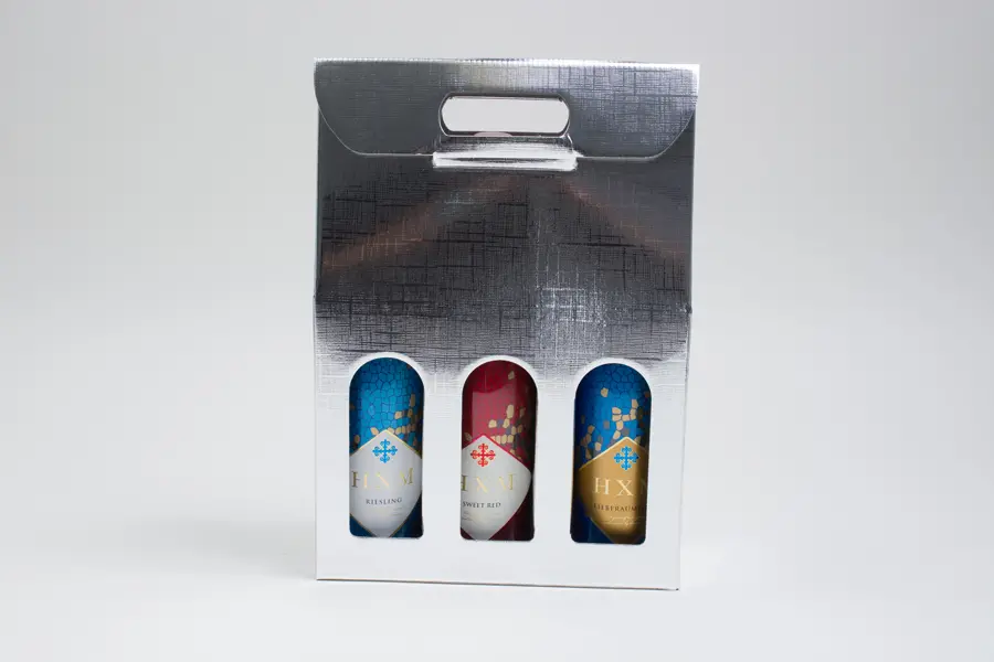 3-1/2L x 10-5/8W x 15H, Argento Silver Linen Wine Boxes, Argento Silver
