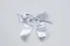 3W x 2-3/4 Bow, Pre-Tied Metallic Bows With Wire Twist, Metallic Silver