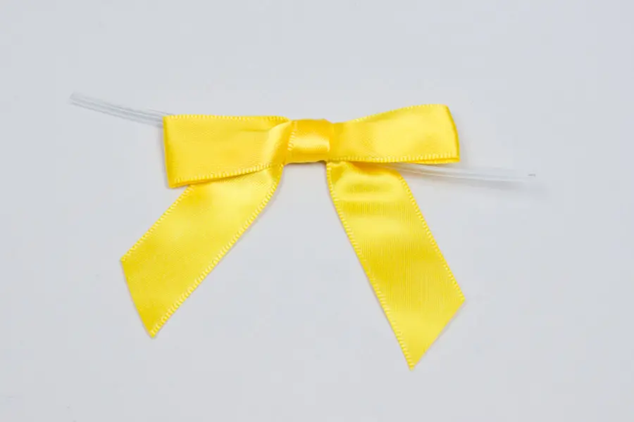 2-1/2W x 2 Bow, Pre-Tied Satin Bows With Wire Twist, Daffodil Satin