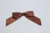 2-1/2W x 2 Bow, Pre-Tied Satin Bows With Wire Twist, Brown Satin
