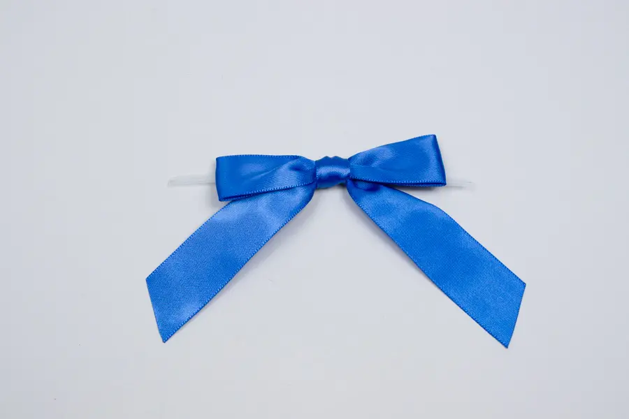 3W x 2-3/4 Bow, Pre-Tied Satin Bows With Wire Twist, Royal Blue Satin