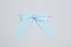 3W x 2-3/4 Bow, Pre-Tied Satin Bows With Wire Twist, Light Blue Satin