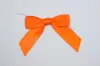 3W x 2-3/4 Bow, Pre-Tied Satin Bows With Wire Twist, Orange Satin