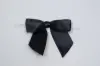 4W x 3-1/4 Bow, Pre-Tied Satin Bows With Wire Twist, Black Satin