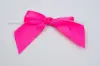 4W x 3-1/4 Bow, Pre-Tied Satin Bows With Wire Twist, Hot Pink Satin