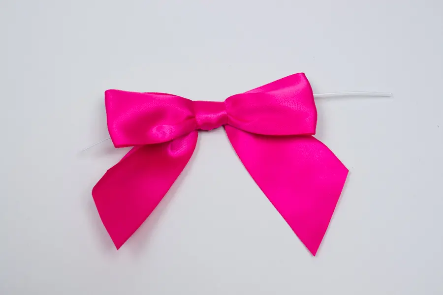 4W x 3-1/4 Bow, Pre-Tied Satin Bows With Wire Twist, Azalea Satin