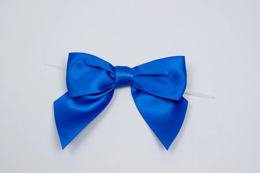 4W x 3-1/4 Bow, Pre-Tied Satin Bows With Wire Twist, Royal Blue Satin