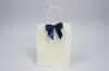 4W x 3-1/4 Bow, Pre-Tied Satin Bows With Wire Twist, Navy Blue Satin
